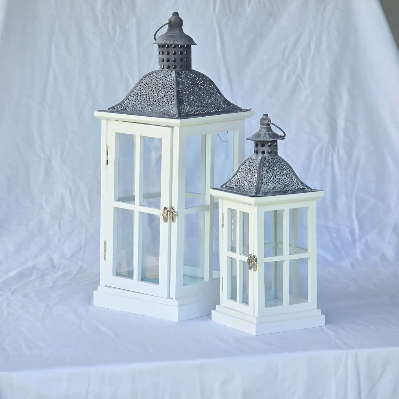 Faroles Decorativos Grandes Madera Blancos