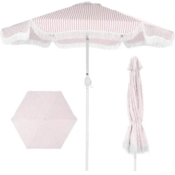Pink & White Pinstripe Umbrella