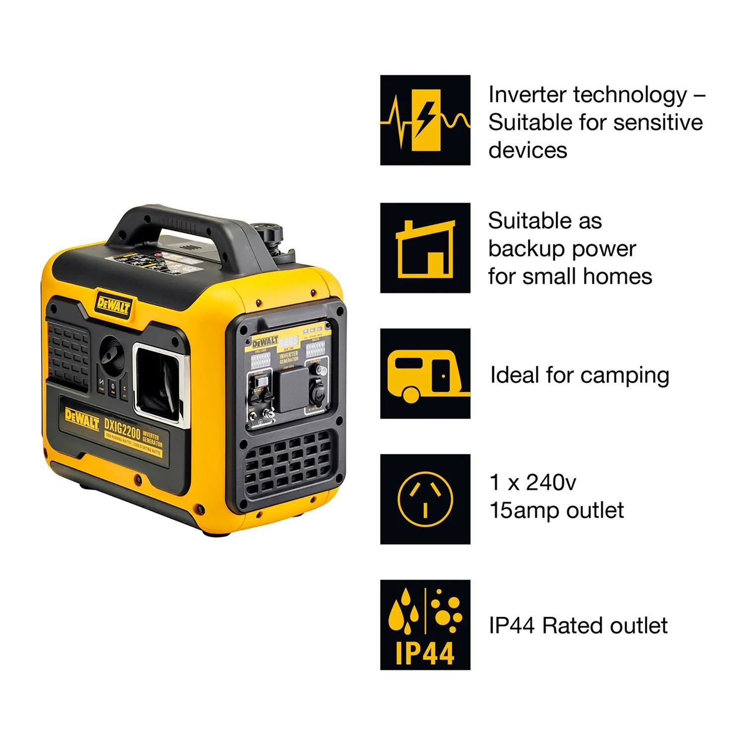 DeWALT 2200 Watt Petrol Inverter Generator DXIG2200
