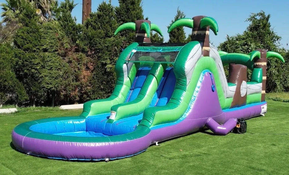 Tropical 28' Obstacle Course With Slide