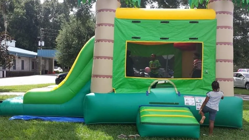 Tropical Combo Bounce House with Slide