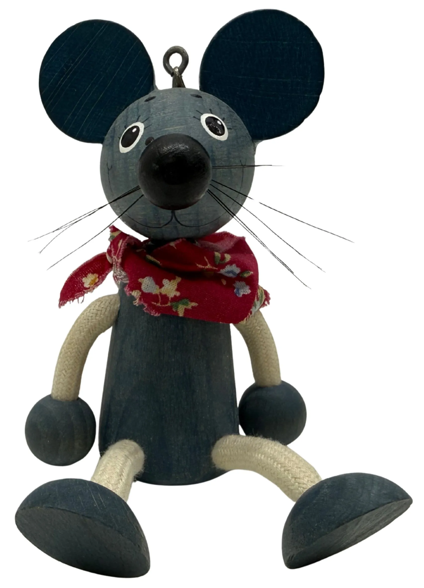 Blue Wooden Mouse Figurine