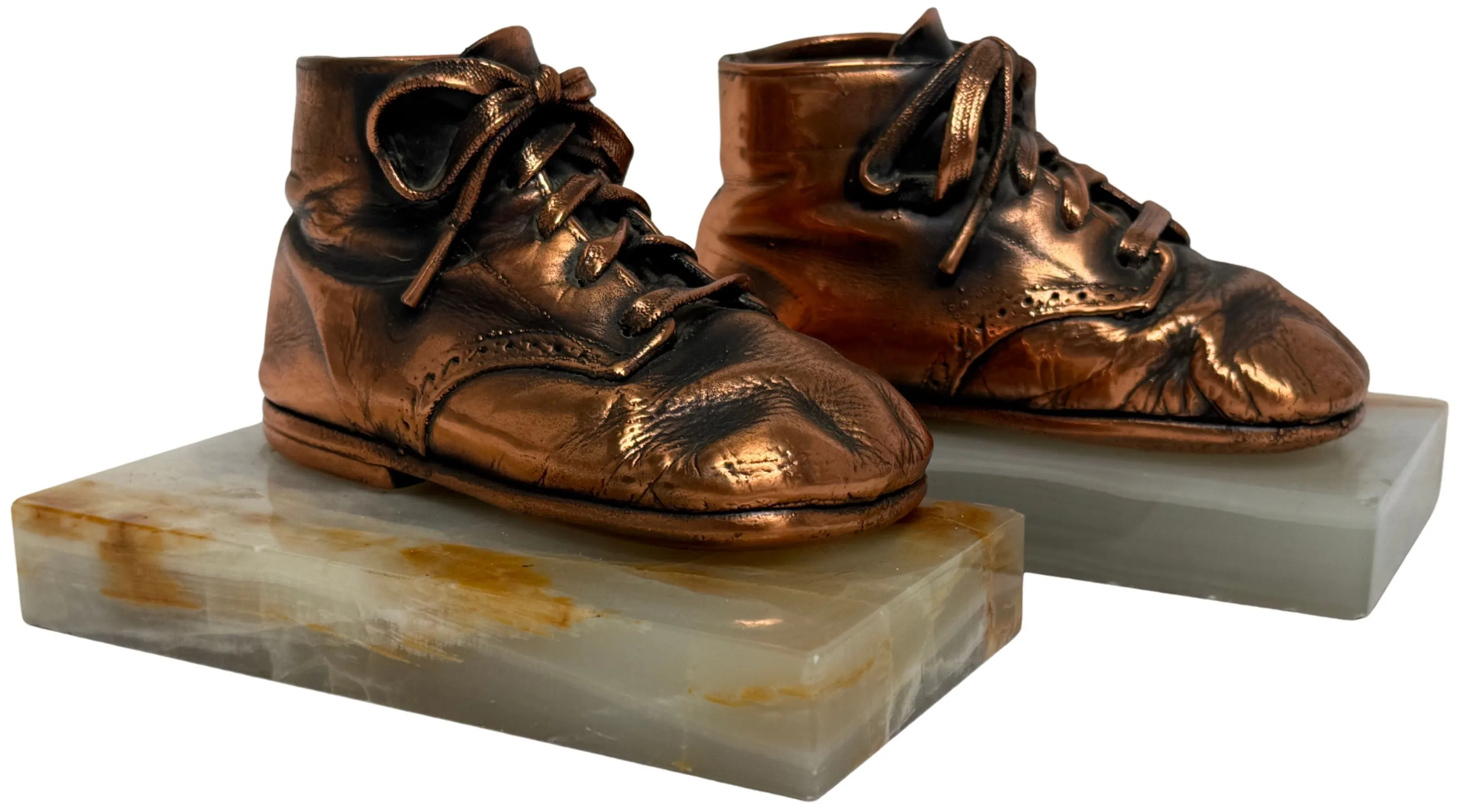 Bronze Plated Baby Shoes On Marble Base