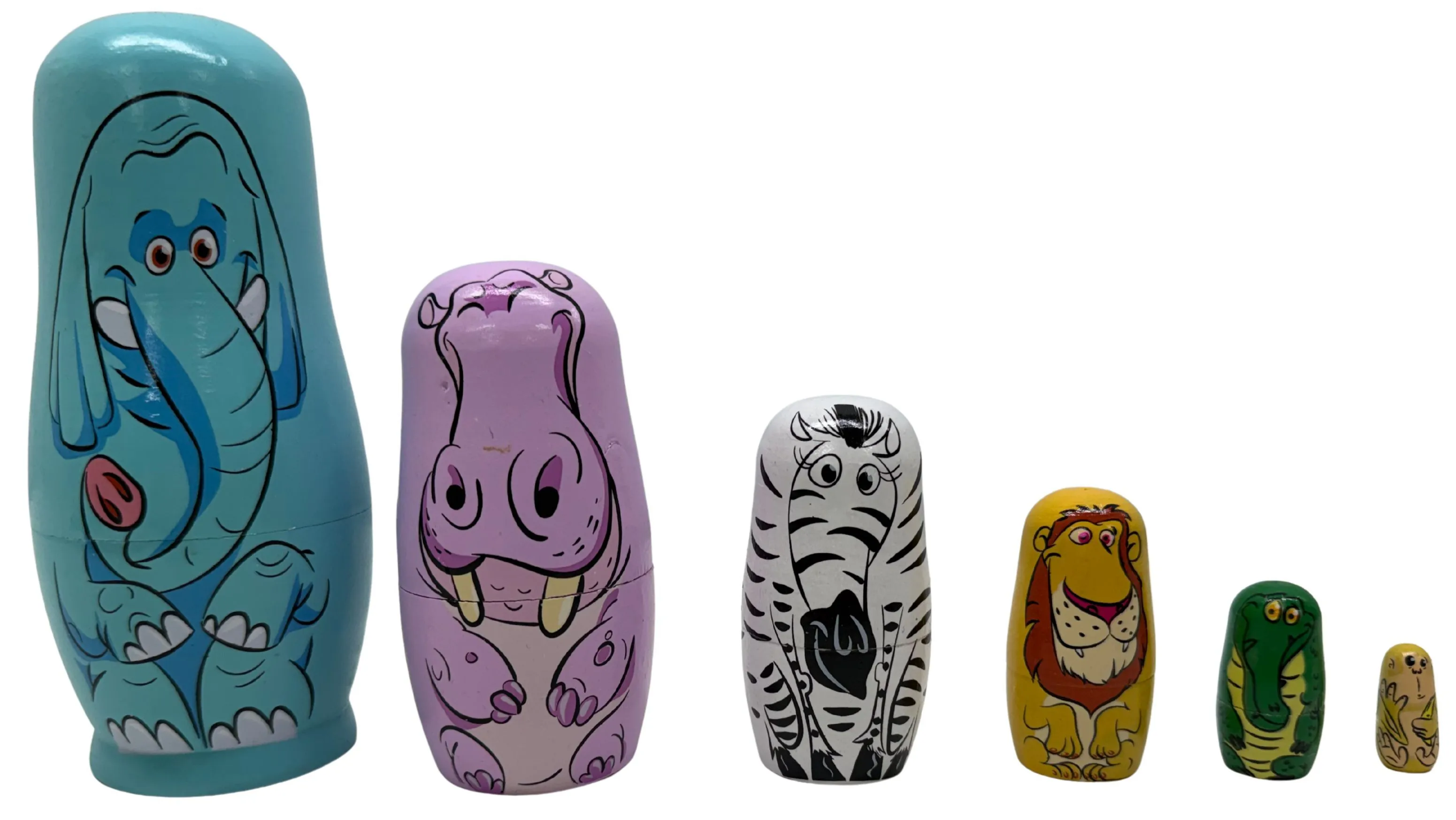 Cartoon Animal Wood Nesting Dolls