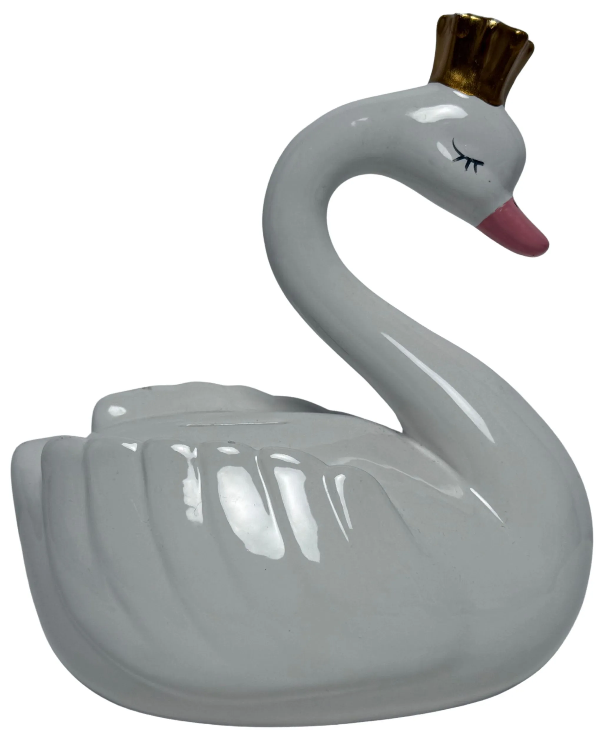 White Swan With Gold Crown Ceramic Bank