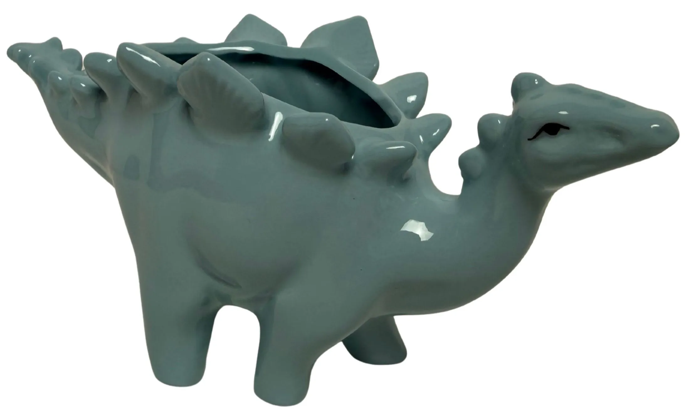 Blue Ceramic Dinosaur Planter