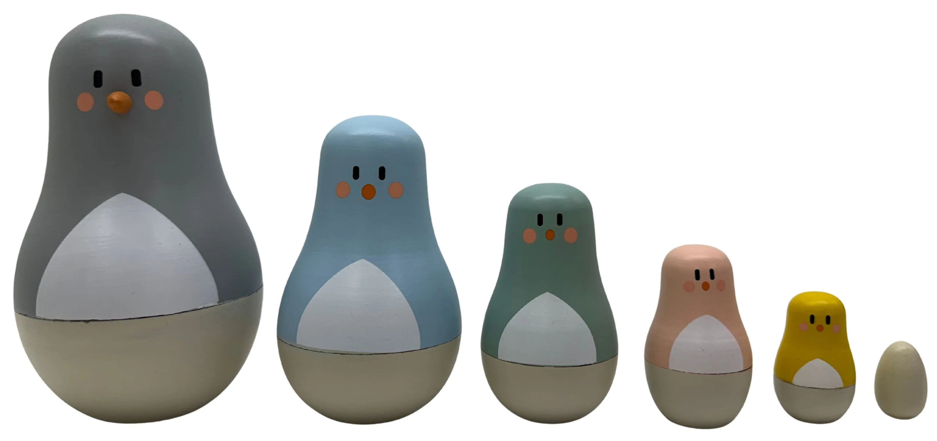 Wood Pastel Bird Nesting Dolls
