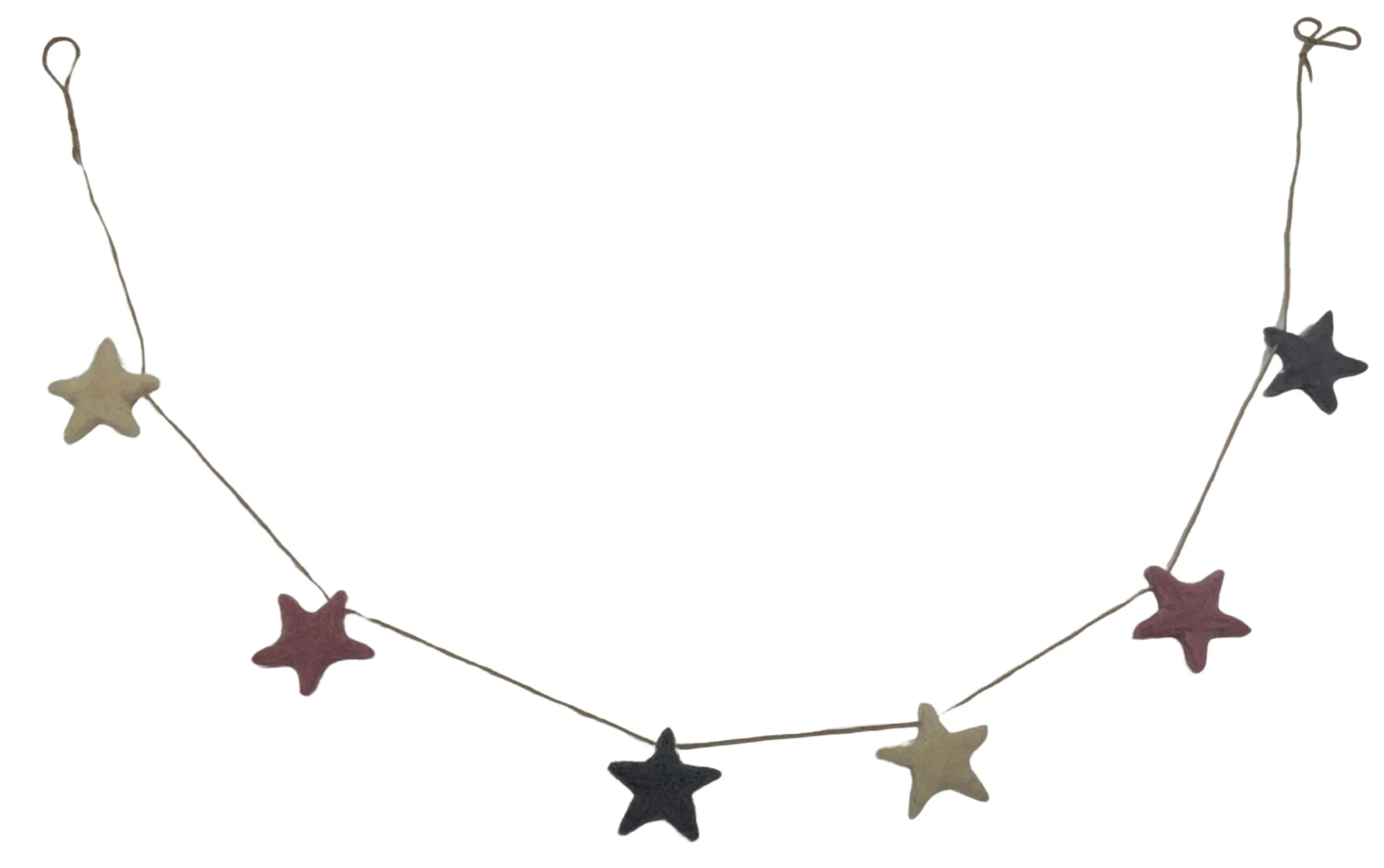 Felted Wool Pastel Coloured Star Garland