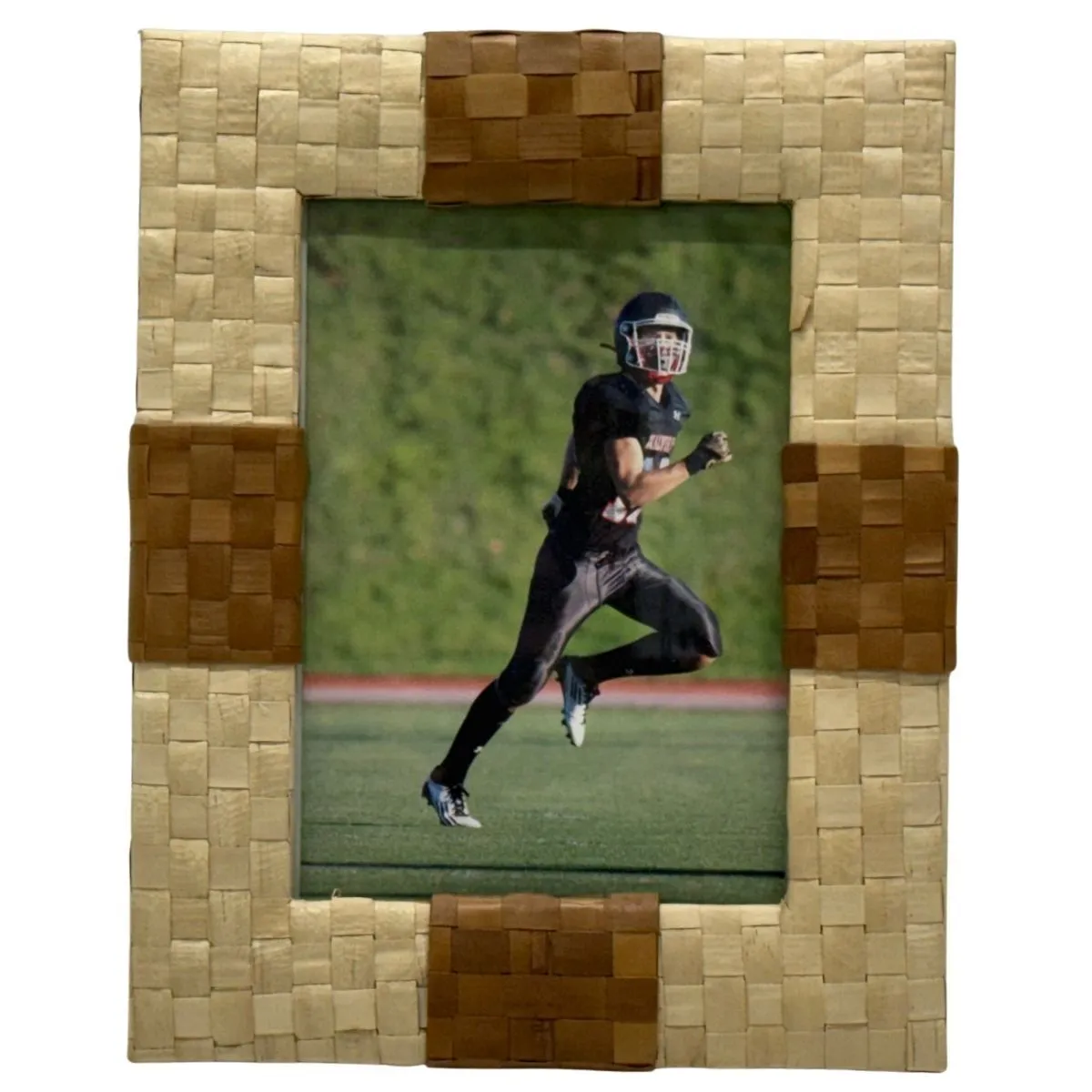 Woven Natural Grass Tabletop Frame With Football Photograph