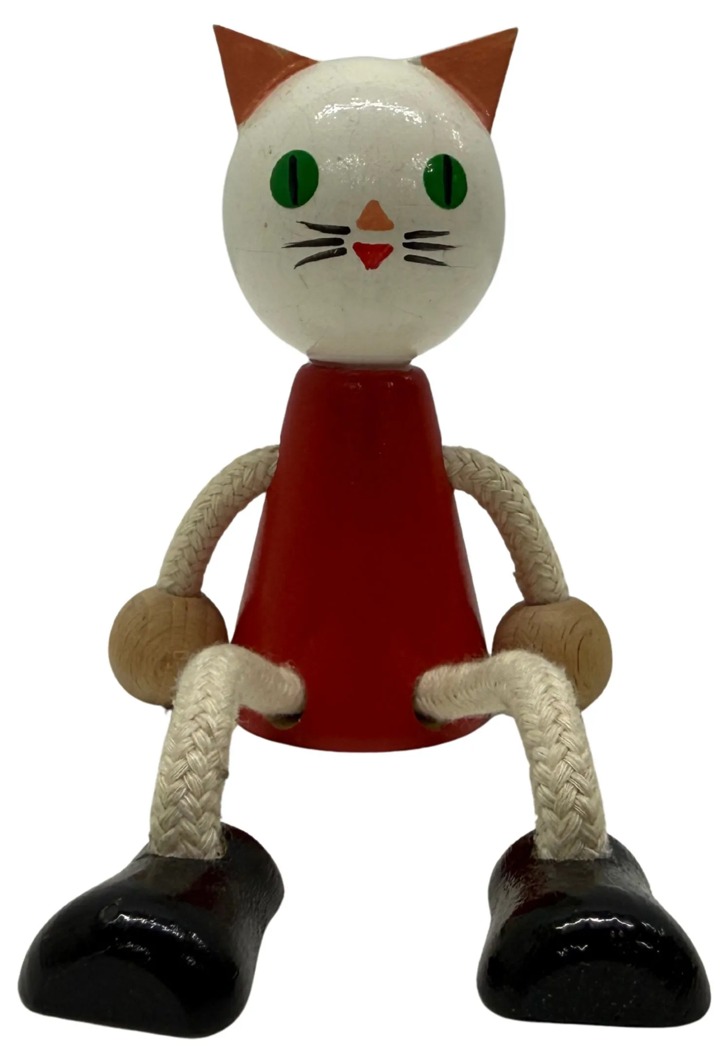White Wooden Cat Figurine