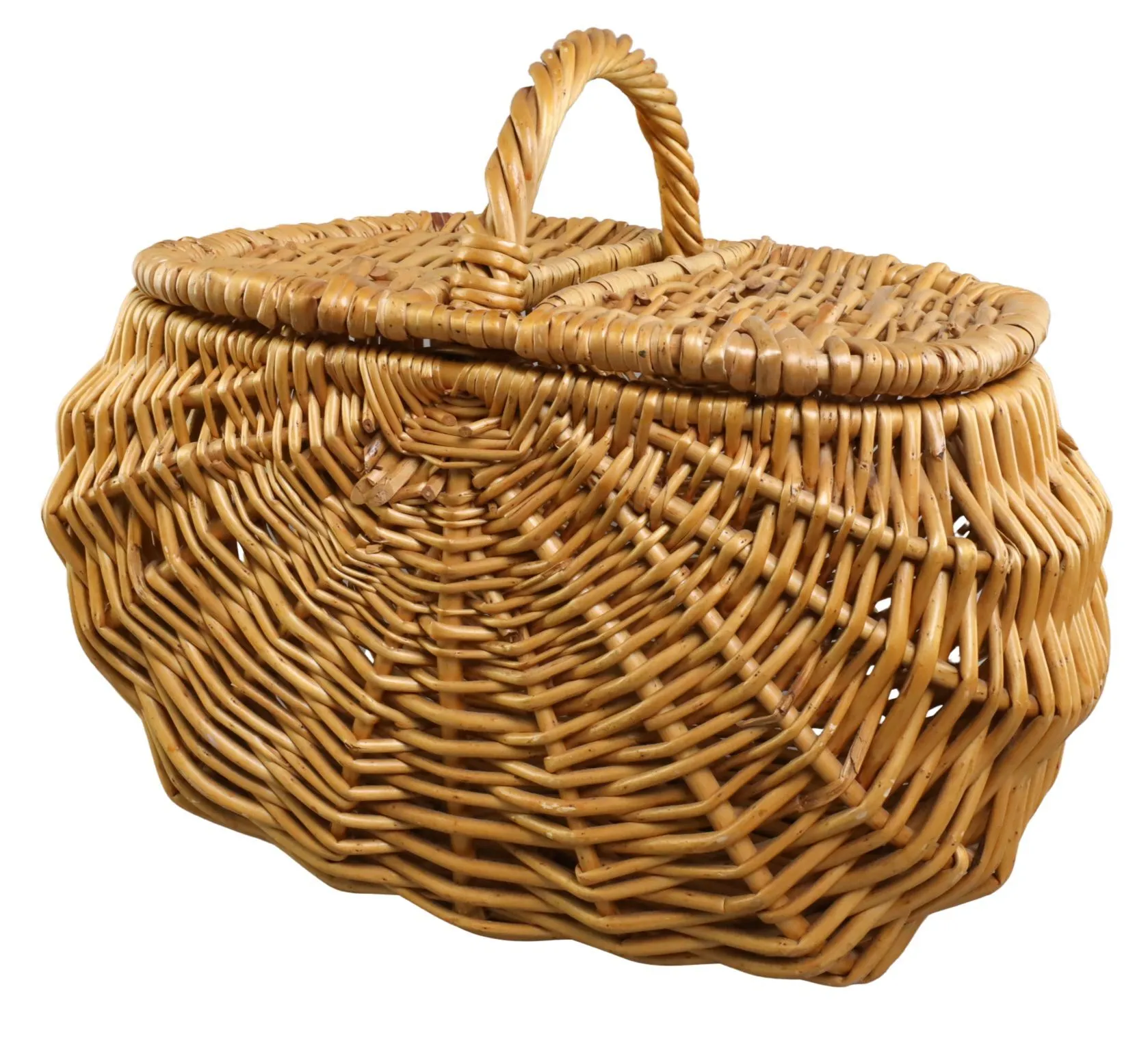Natural Wicker Picnic Basket With Lid