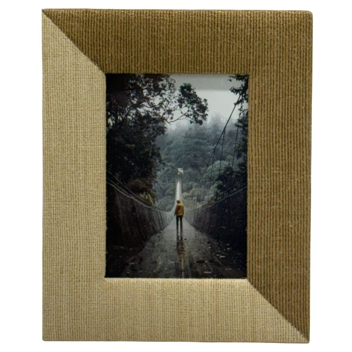 Two Tone Woven Tabletop Frame With Bridge Crossing Photograph