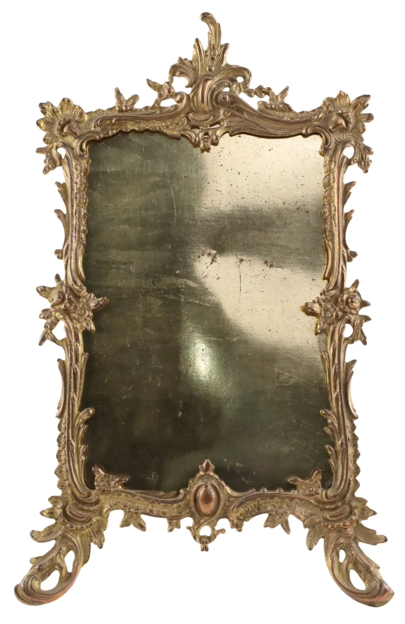 Antique French Metal Ornate Picture Frame With Stand