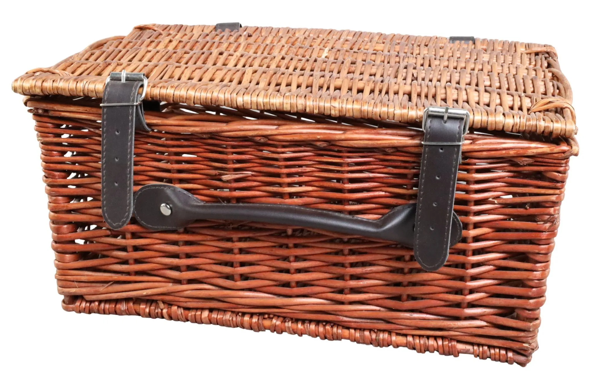 Wicker Picnic Basket With Brown Handle