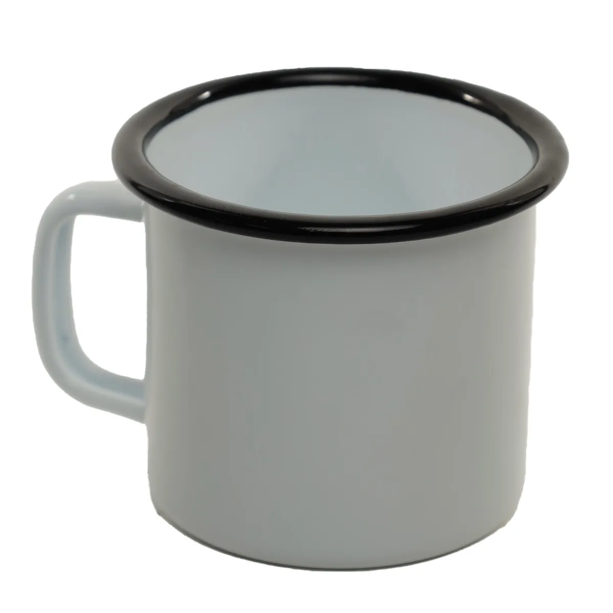 White With Black Rim Tin Enamel Camping Mug