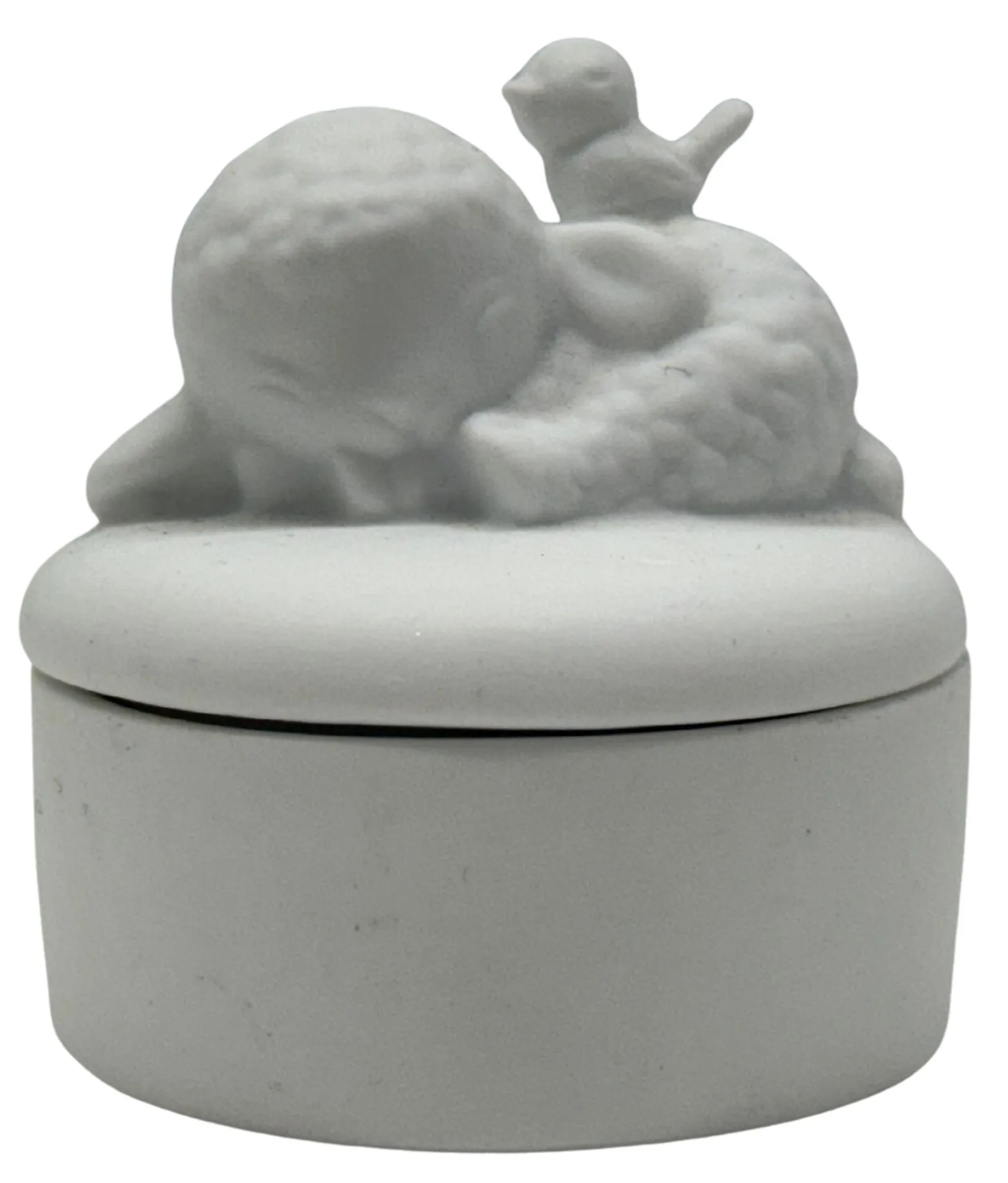 White Sleeping Lamb & Bird First Tooth Trinket Box
