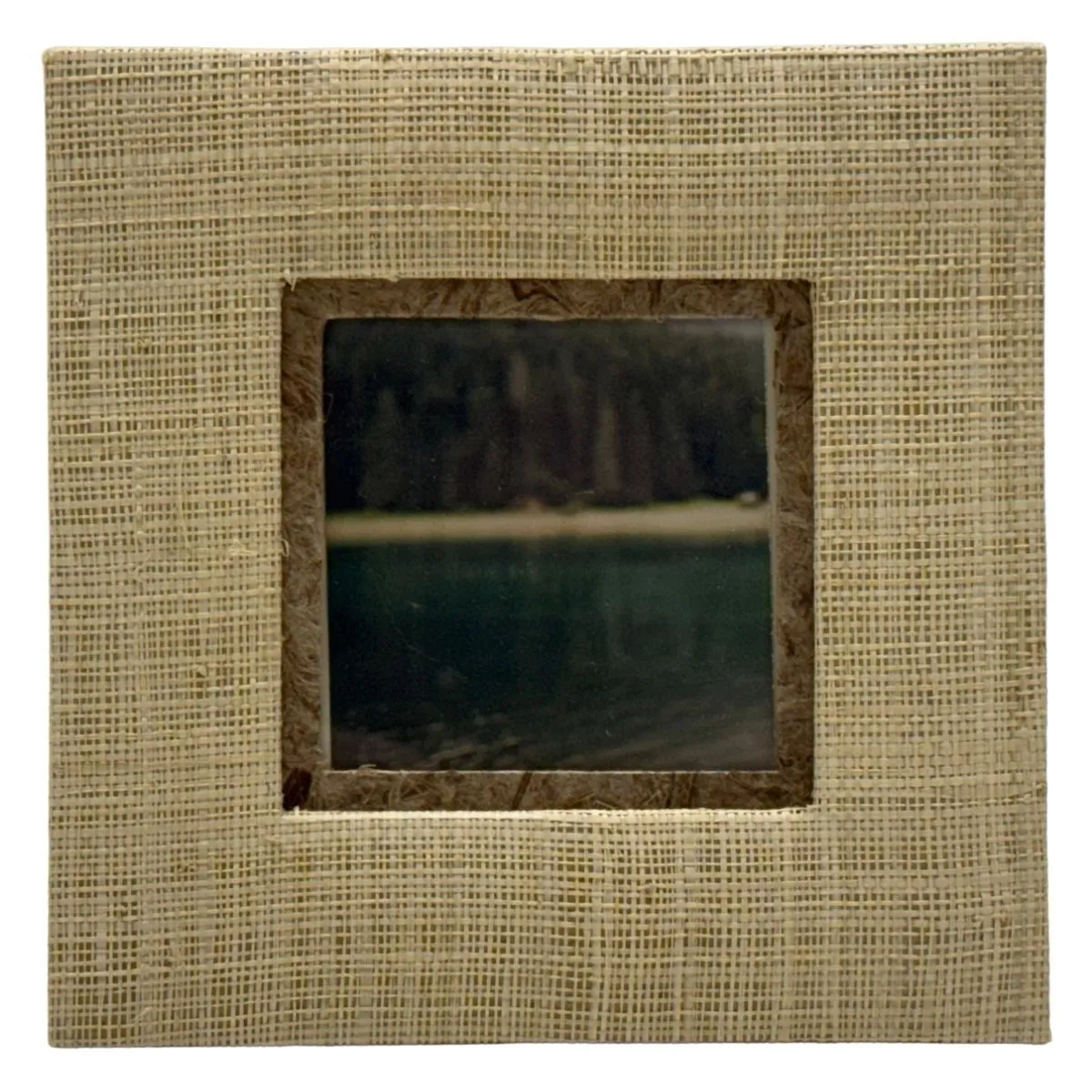 Tan Square Woven Tabletop Frame With Nature Photograph