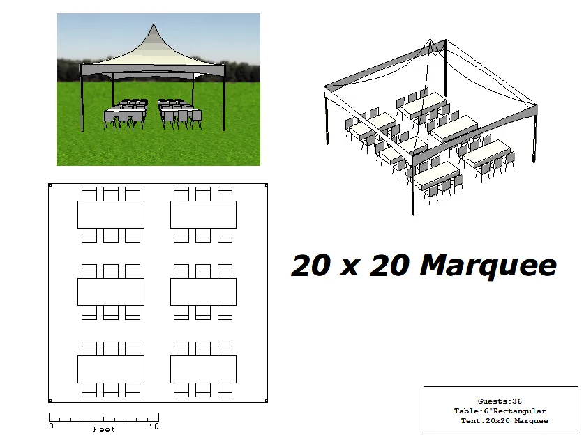 36 Guest Marquee Tent Package 