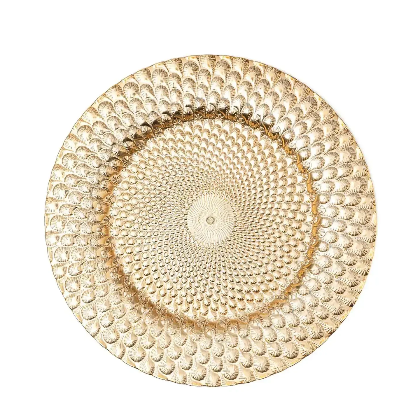 Peacock Plastic Charger Plate 13" - Gold