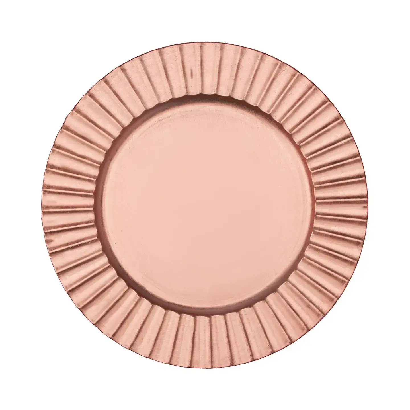 Matte Fluted Edge Plastic Charger Plate 13" -Rose Gold
