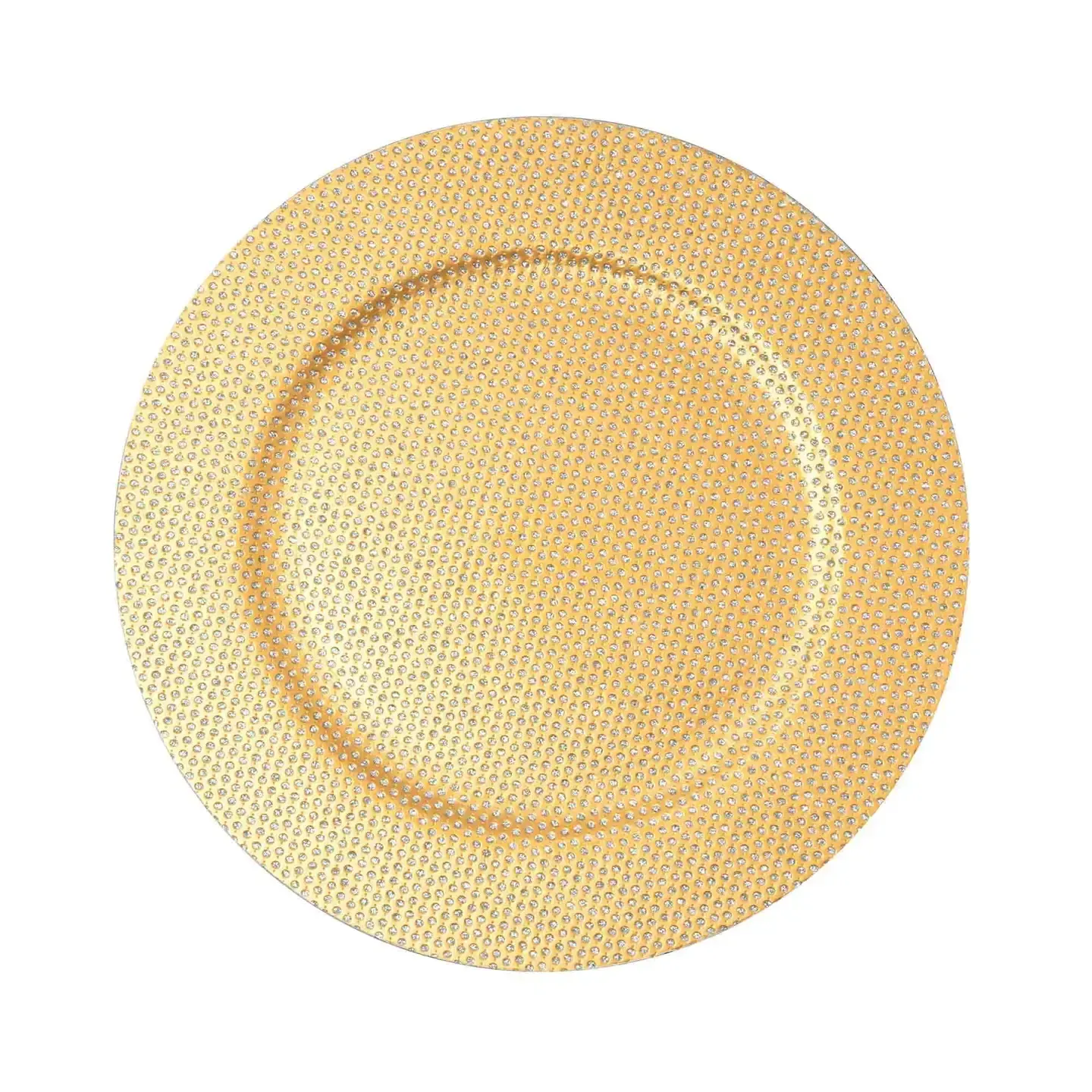 Mosaic Beaded Plastic Plate 13" - Gold