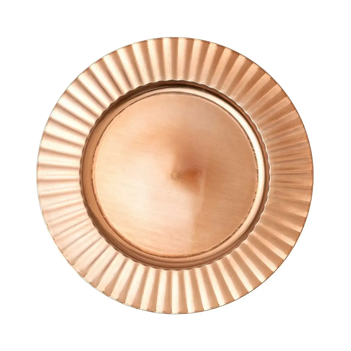 Gloss Fluted Edge Plastic Charger Plate 13" - Rose Gold
