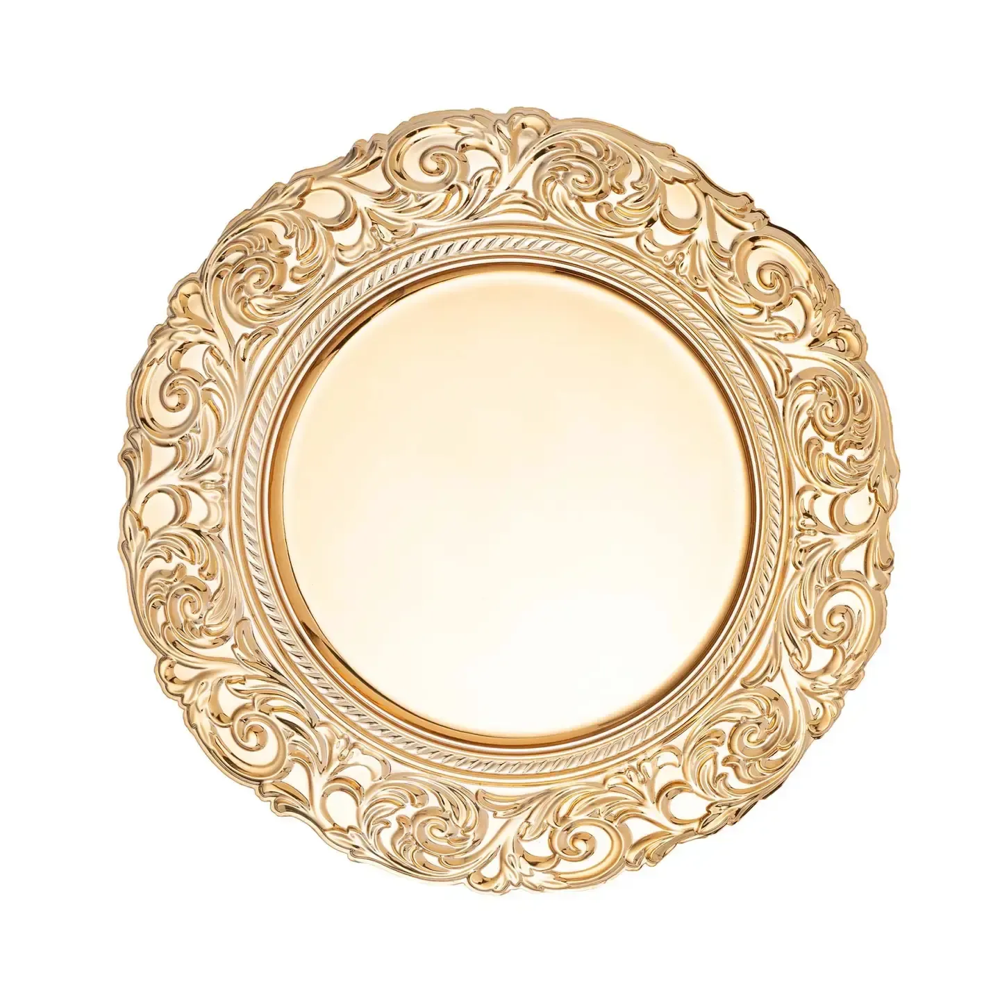 Baroque Plastic Charger Plate 14" - Gold