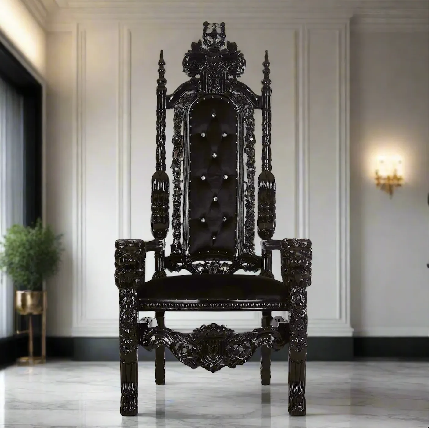 Black King David Throne Chair