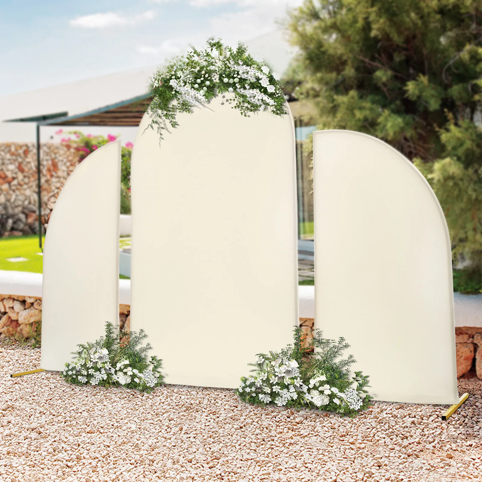 3 Piece Metal Arch Wedding Backdrop Stand Set