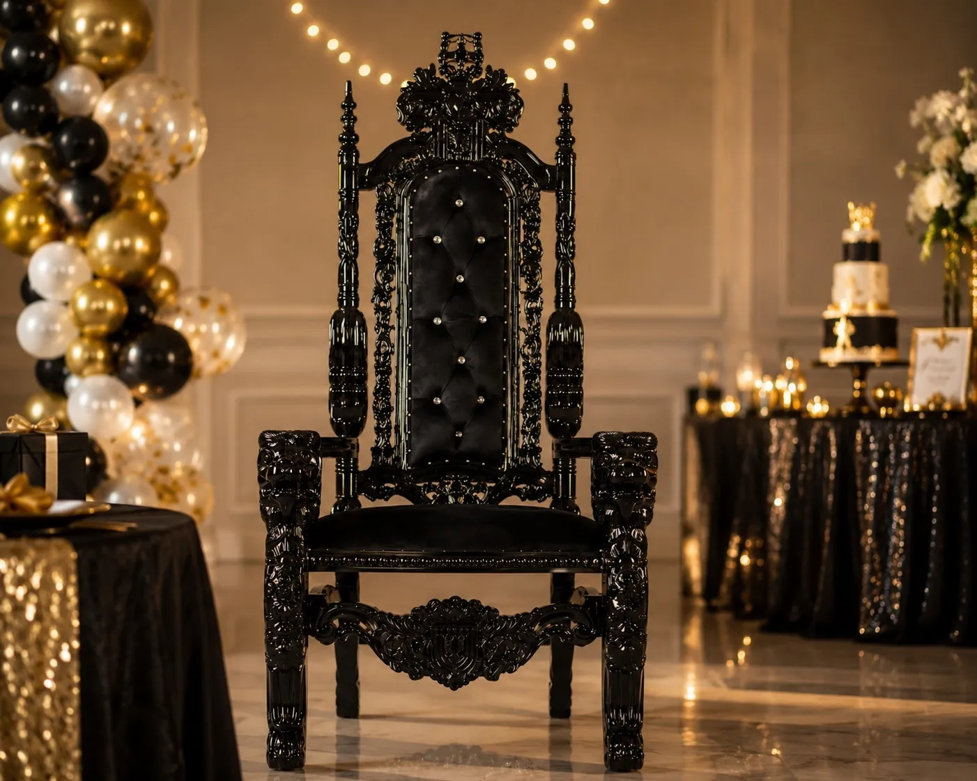Black King David Throne Chair