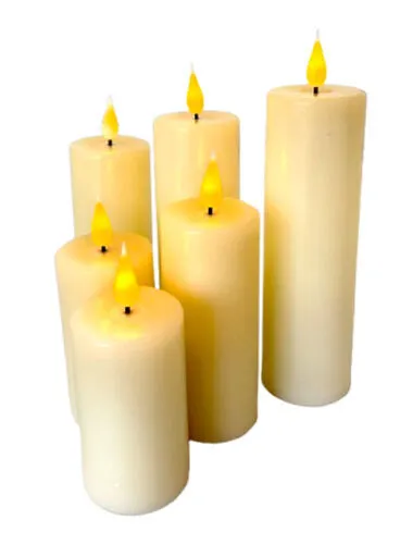 LED Pillar Candles Realistic Flame- Ivory 
