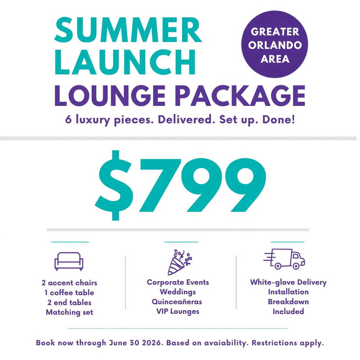 Custom Premium Lounge Package - $799
