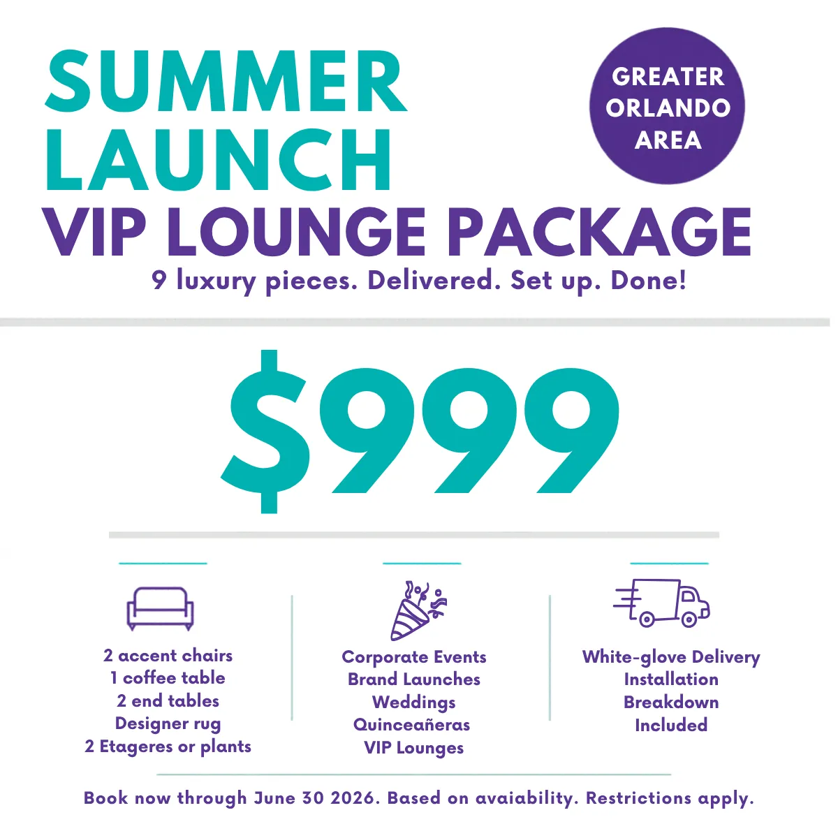 Custom VIP Lounge Package - $999