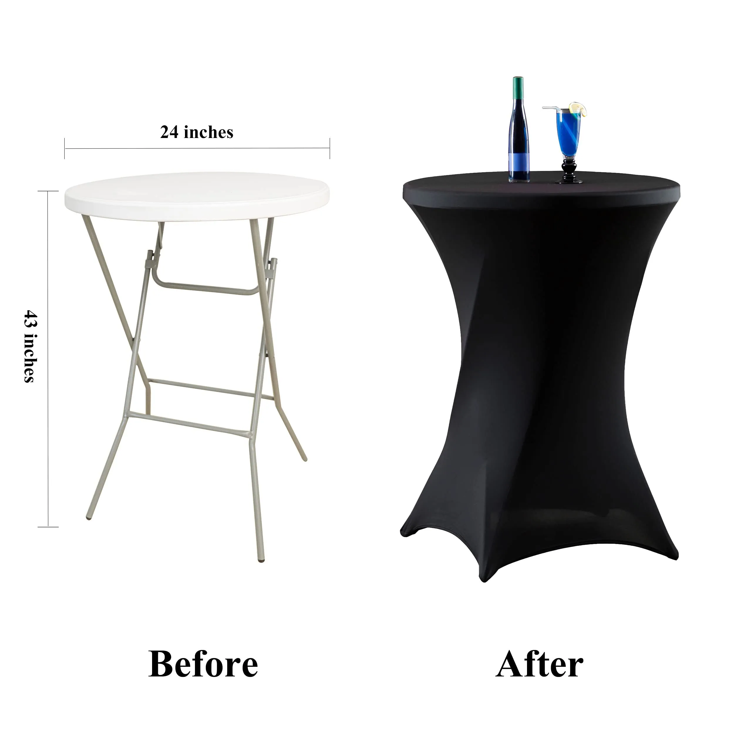 Folding Cocktail Tables w/Black Linens