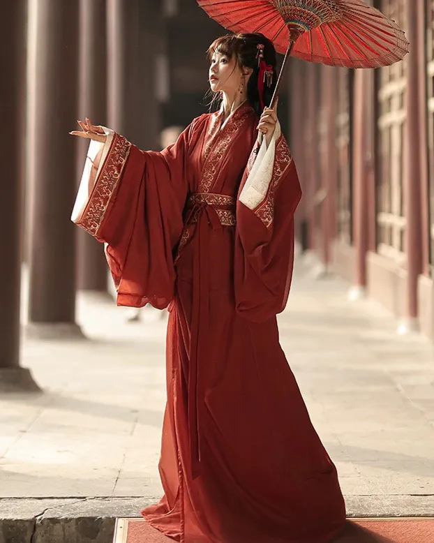  Red Warring State style robe set  红色战国袍