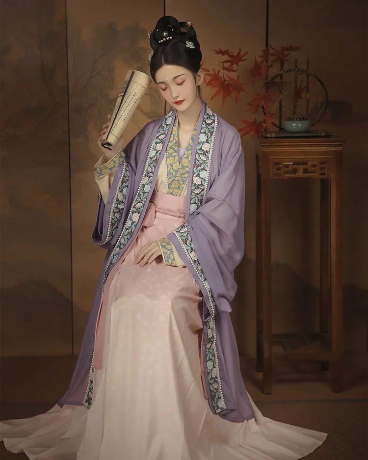 Pearl details purple & pink skirt set 粉紫珍珠褙子套 
