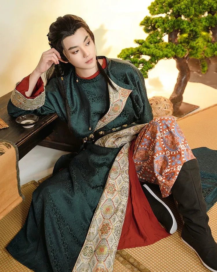 Green Yuanlingpao round collar robe set 墨绿唐圆领袍                 