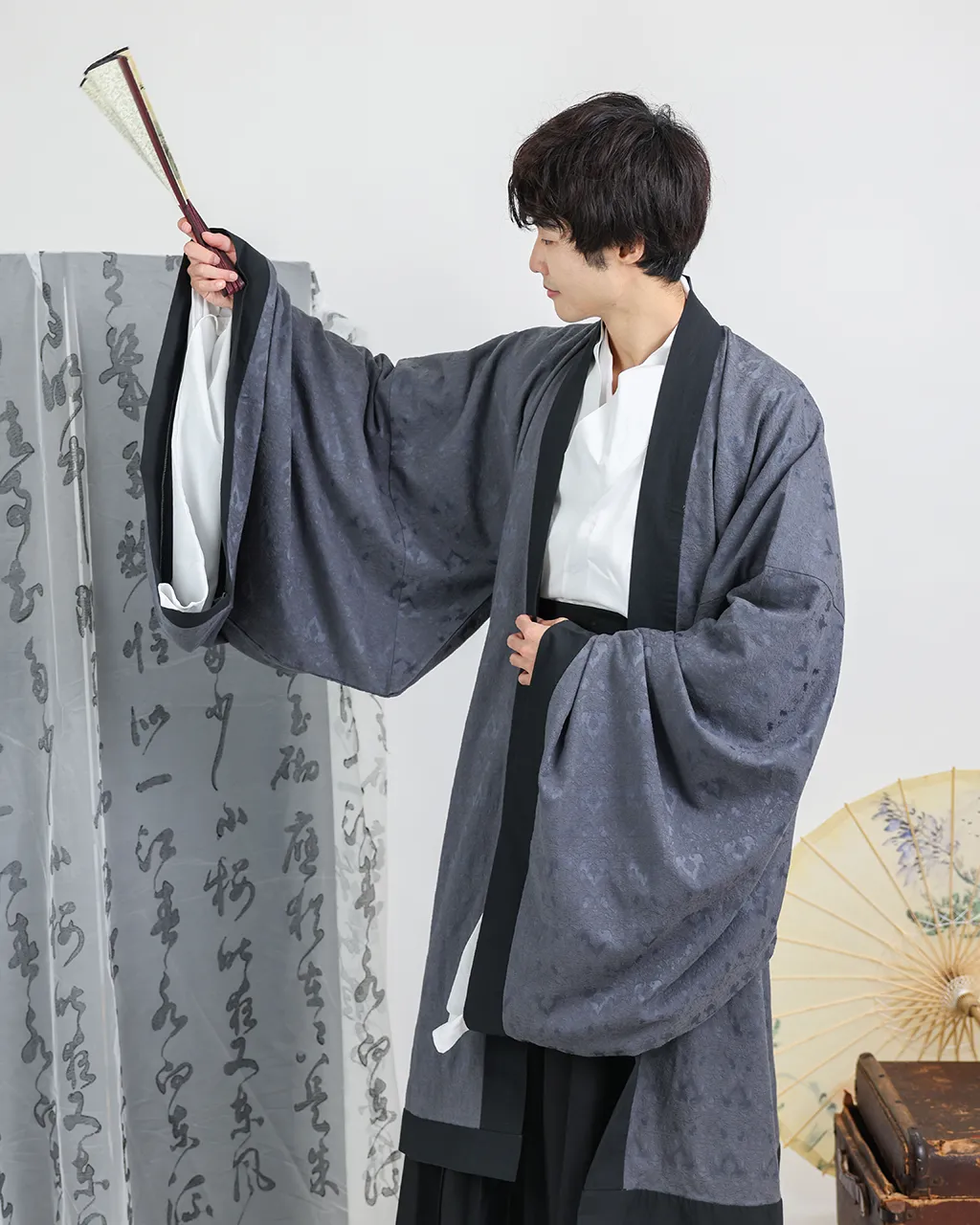 Cotton blend black and grey set  棉麻灰黑大袖衫套装