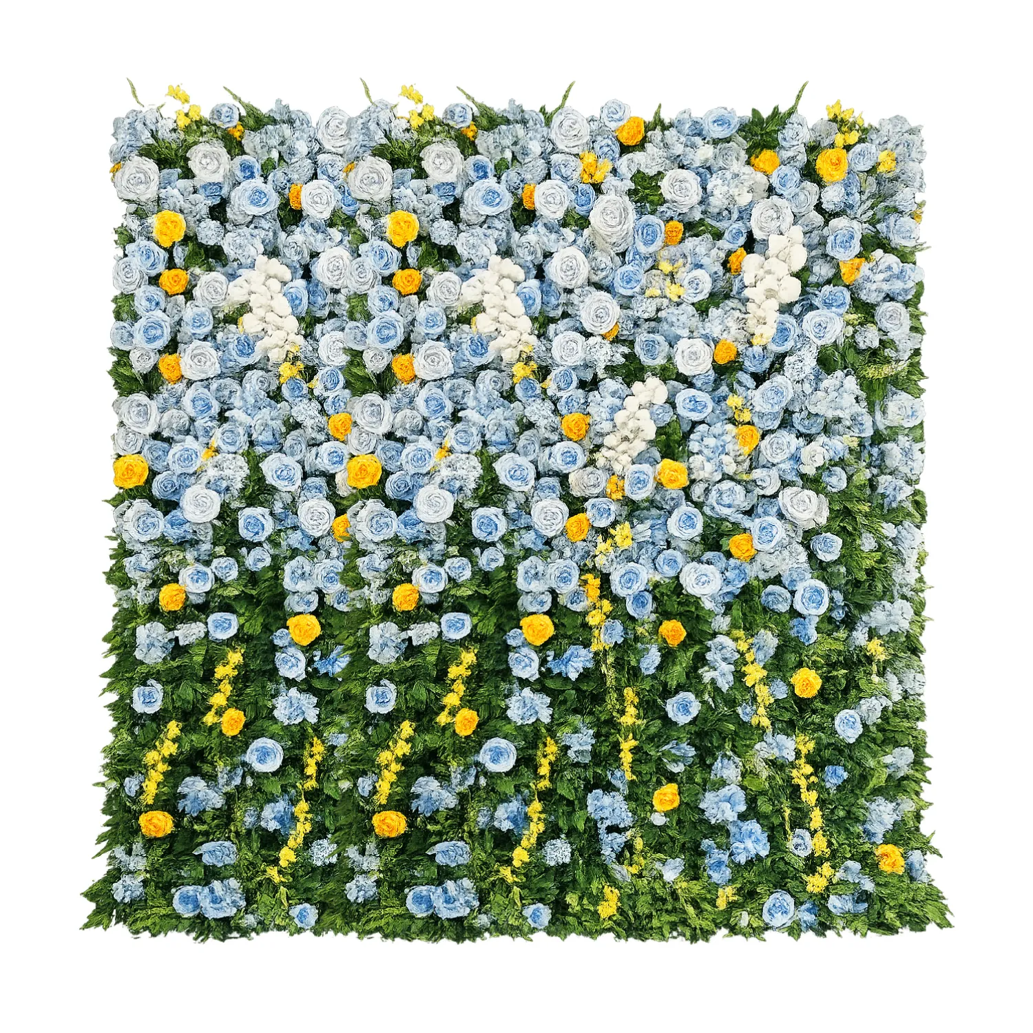 Blue Meadow Bloom Flower Wall Rental (8x8)