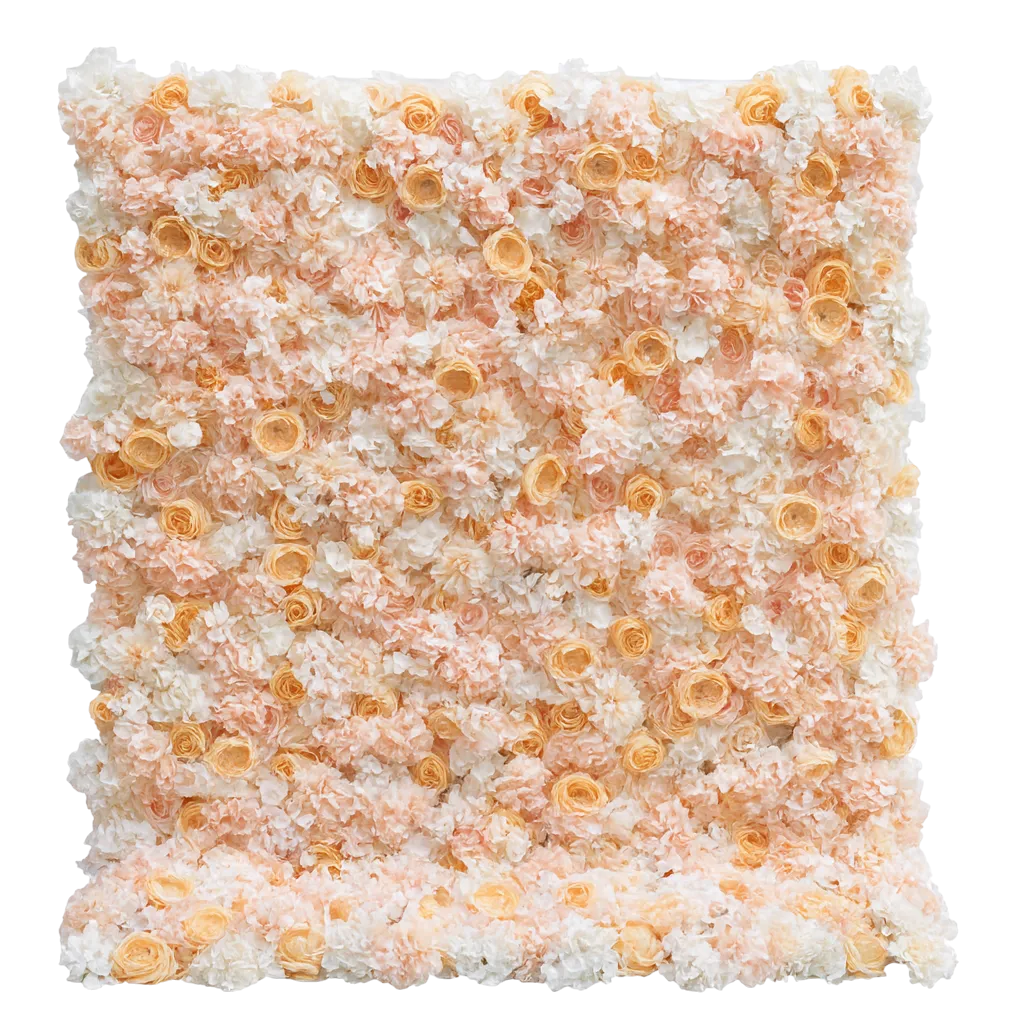 Orange Sherbet Flower Wall Rental (8×8)