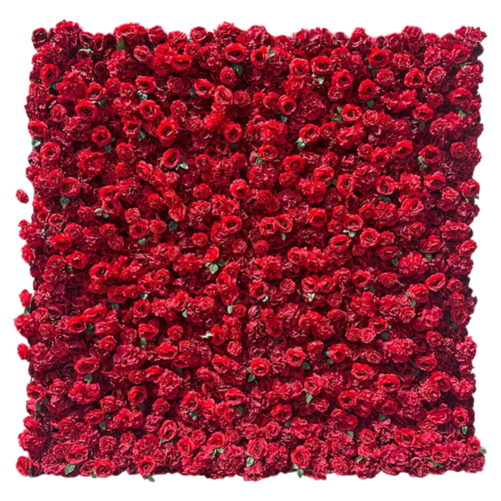 Crimson Royale Flower Wall Rental (8×8)