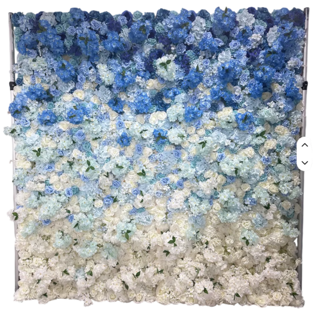 Blue Ombre Flower Wall Rental (8×8)