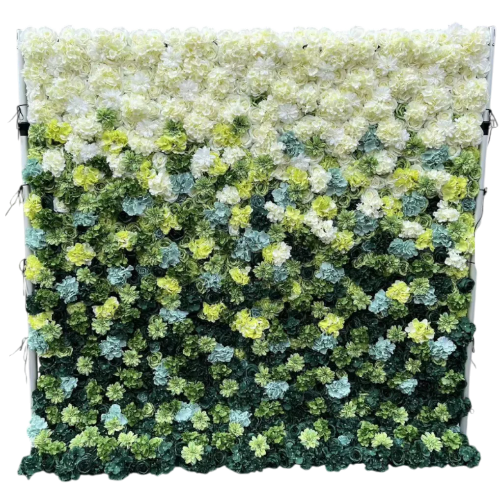 Green Ombre Flower Wall Rental (8×8)