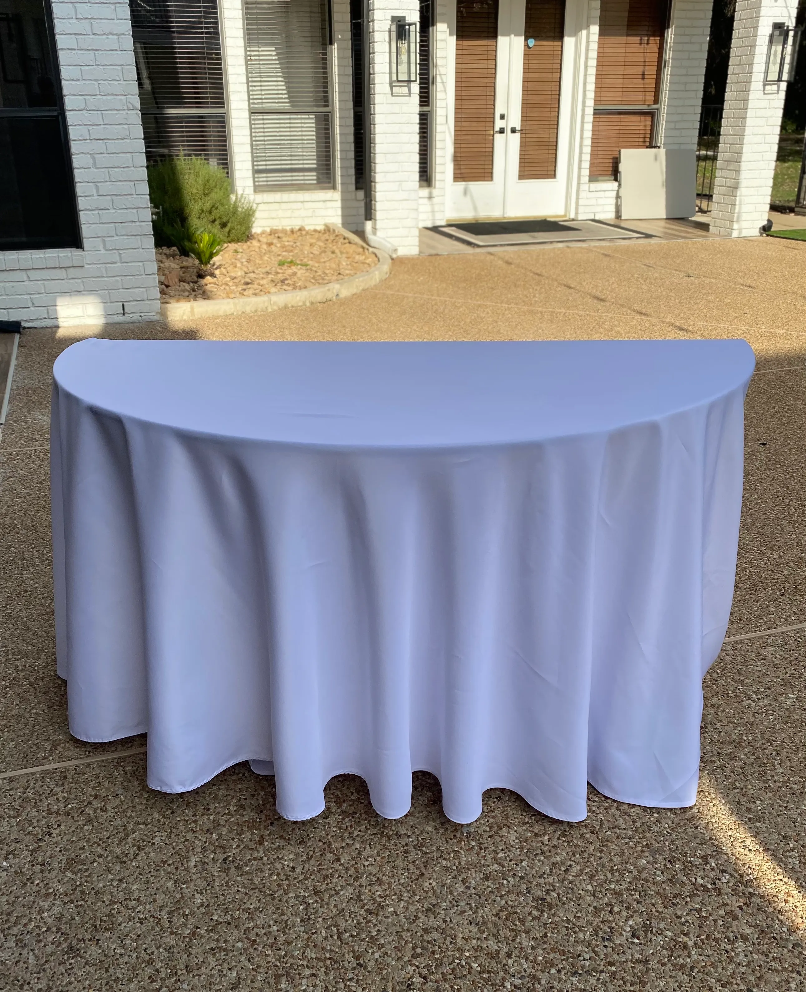 White Half Round Table Linen (60")