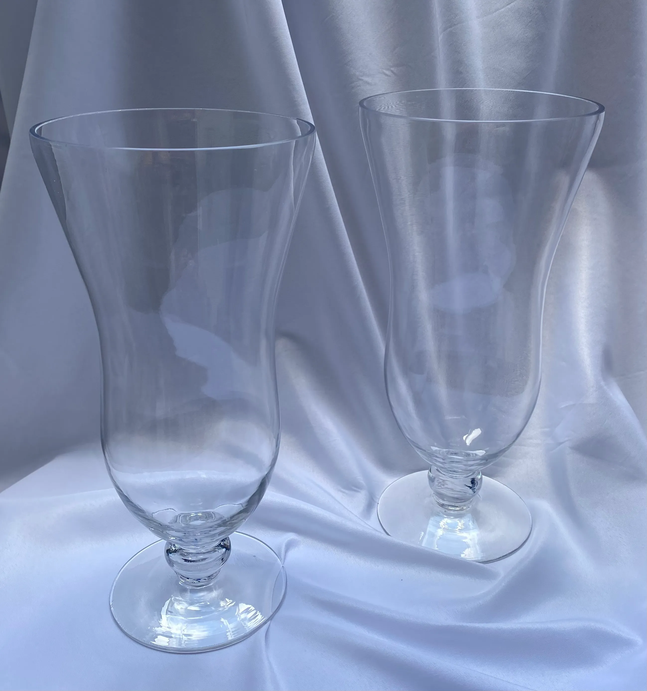Glass Vase 14" Pedestal Contemporary Design