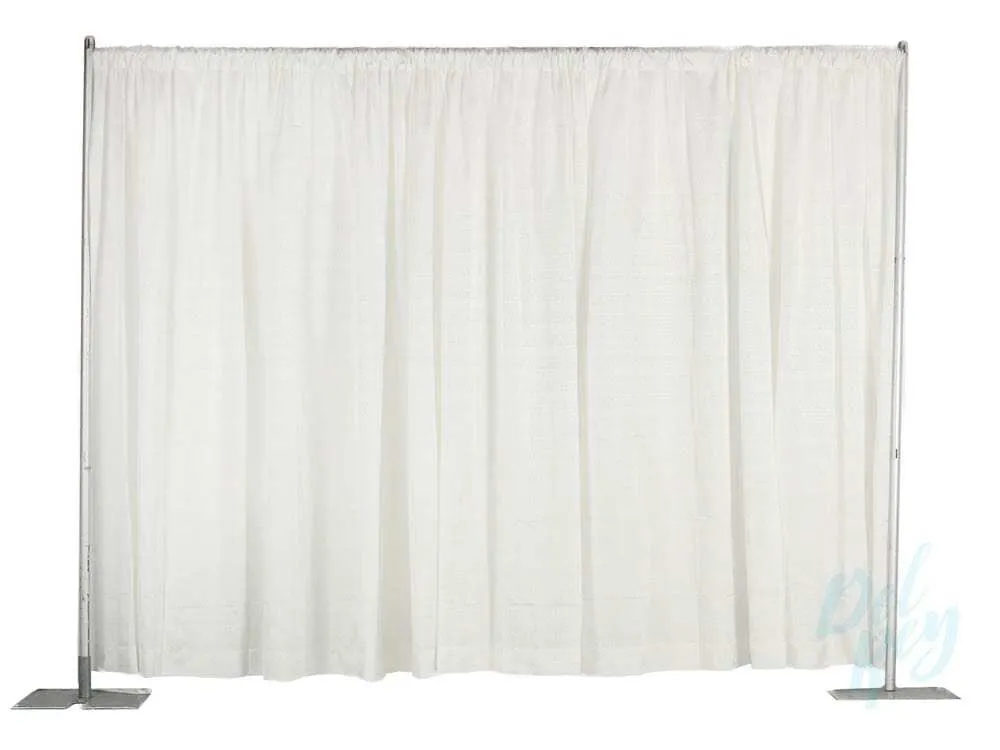 Pipe & Drape w/ Sheer Chiffon White Drapes (6pc)