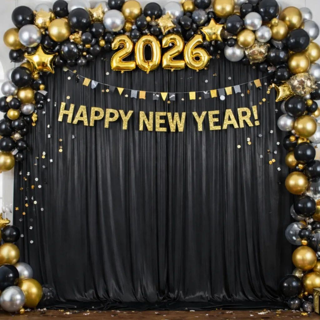 10 x 10 Black Backdrop Curtains