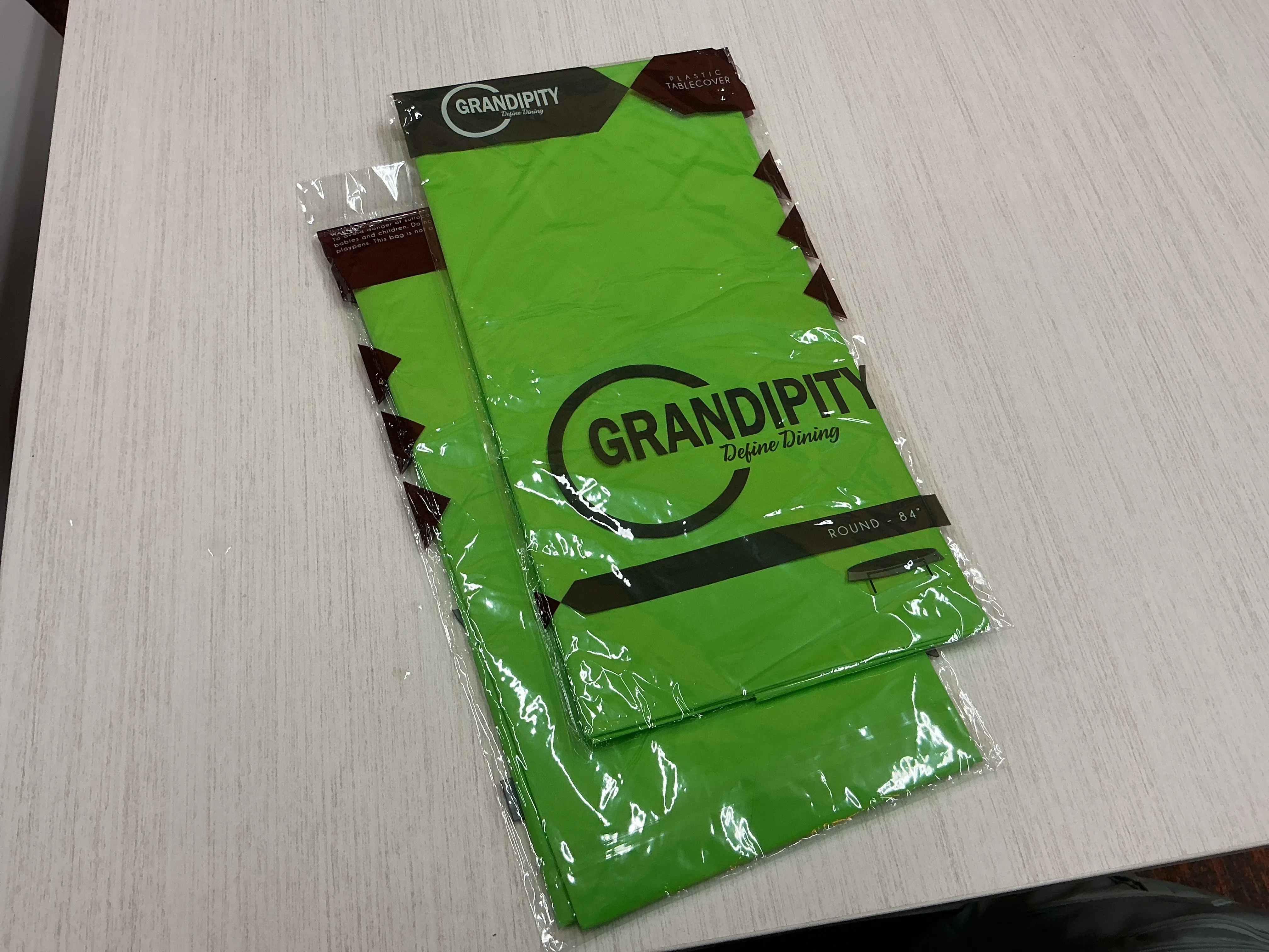 Lime Green Plastic Round Tablecloth
