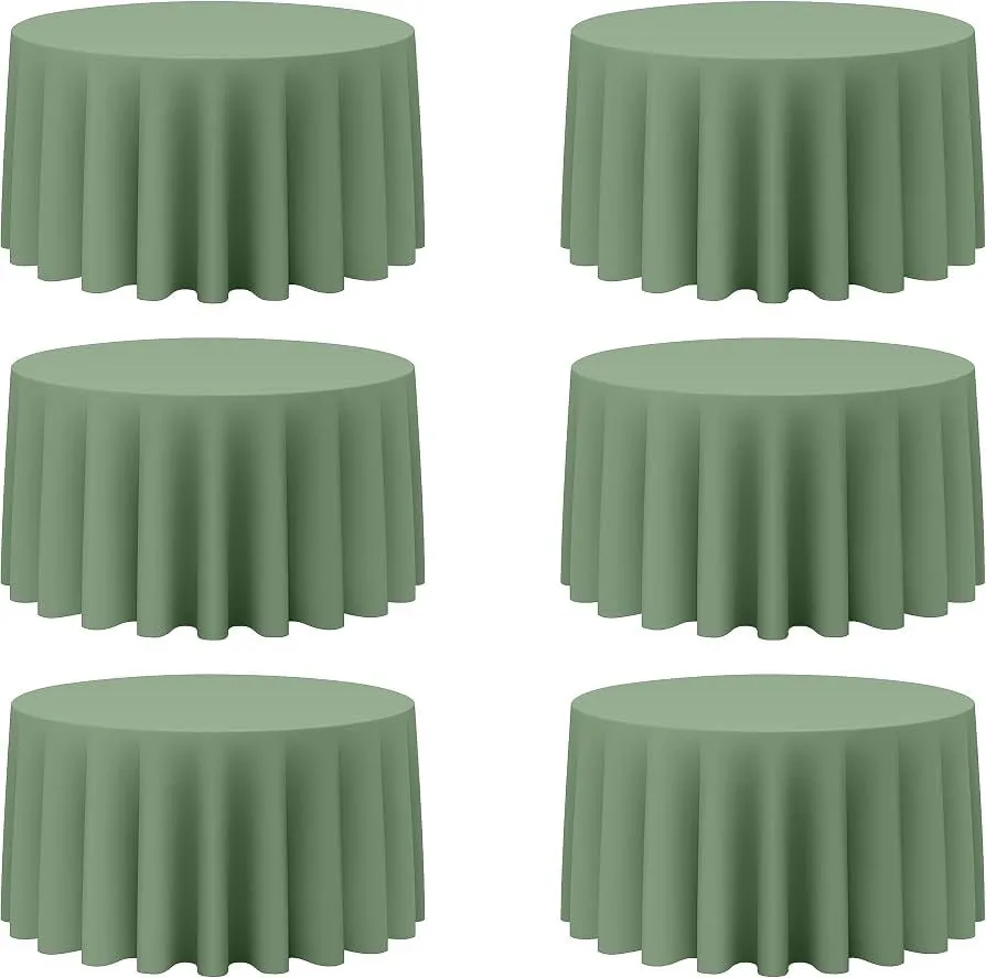 Sage Green Plastic Round Tablecloth