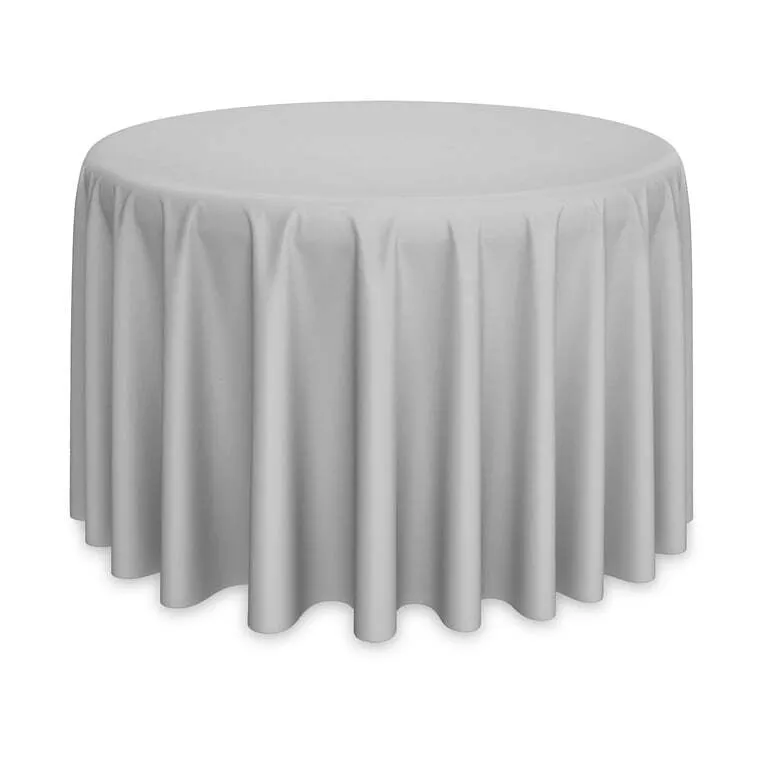 Silver Plastic Round Tablecloth